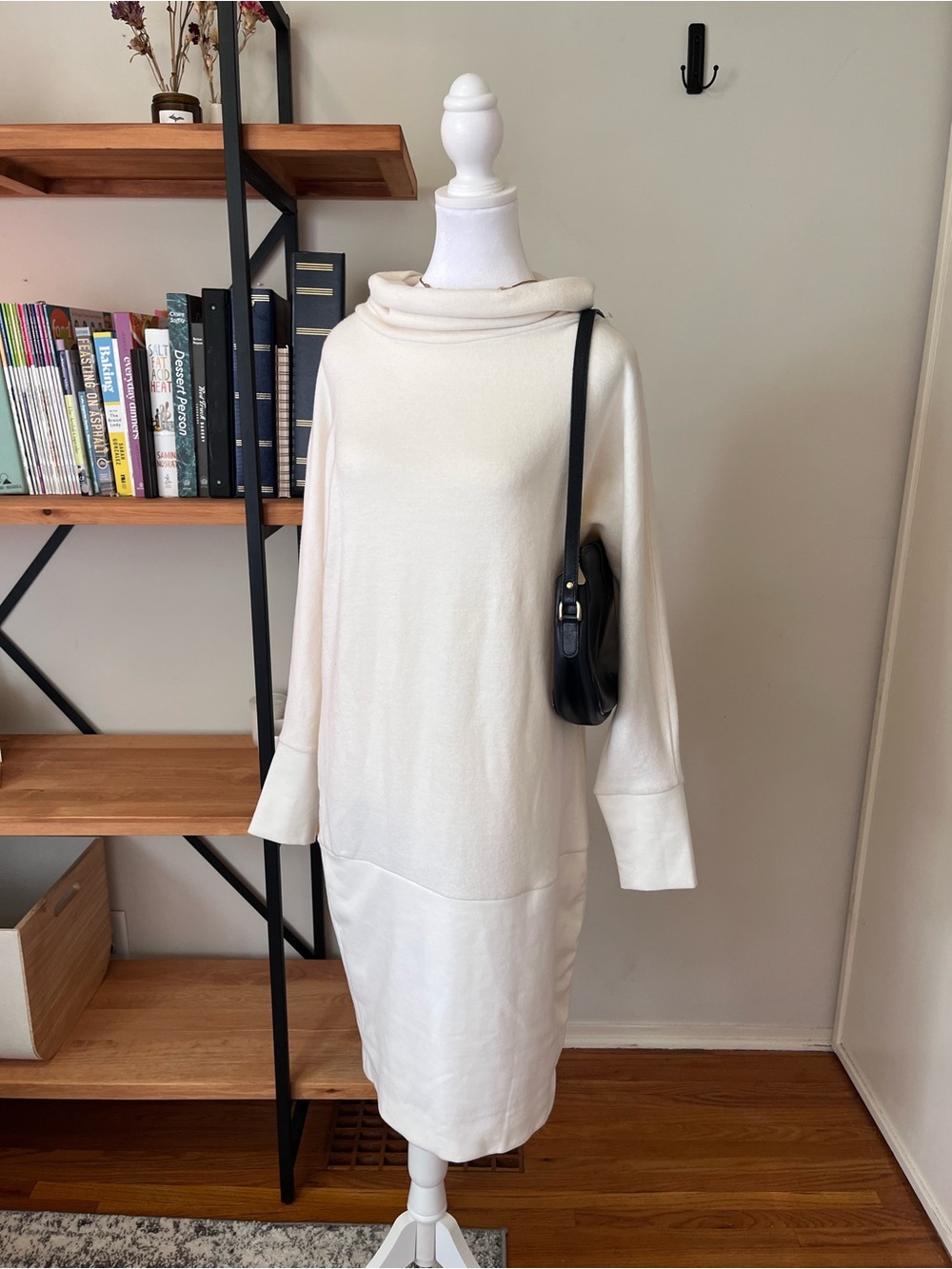Aerin Angora Blend White Sweater Vintage Cowl Neck Dress Women’s Large